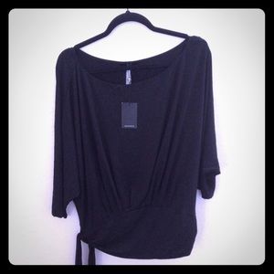 Tart Collection Black Side Tie Shirt Size L NWT